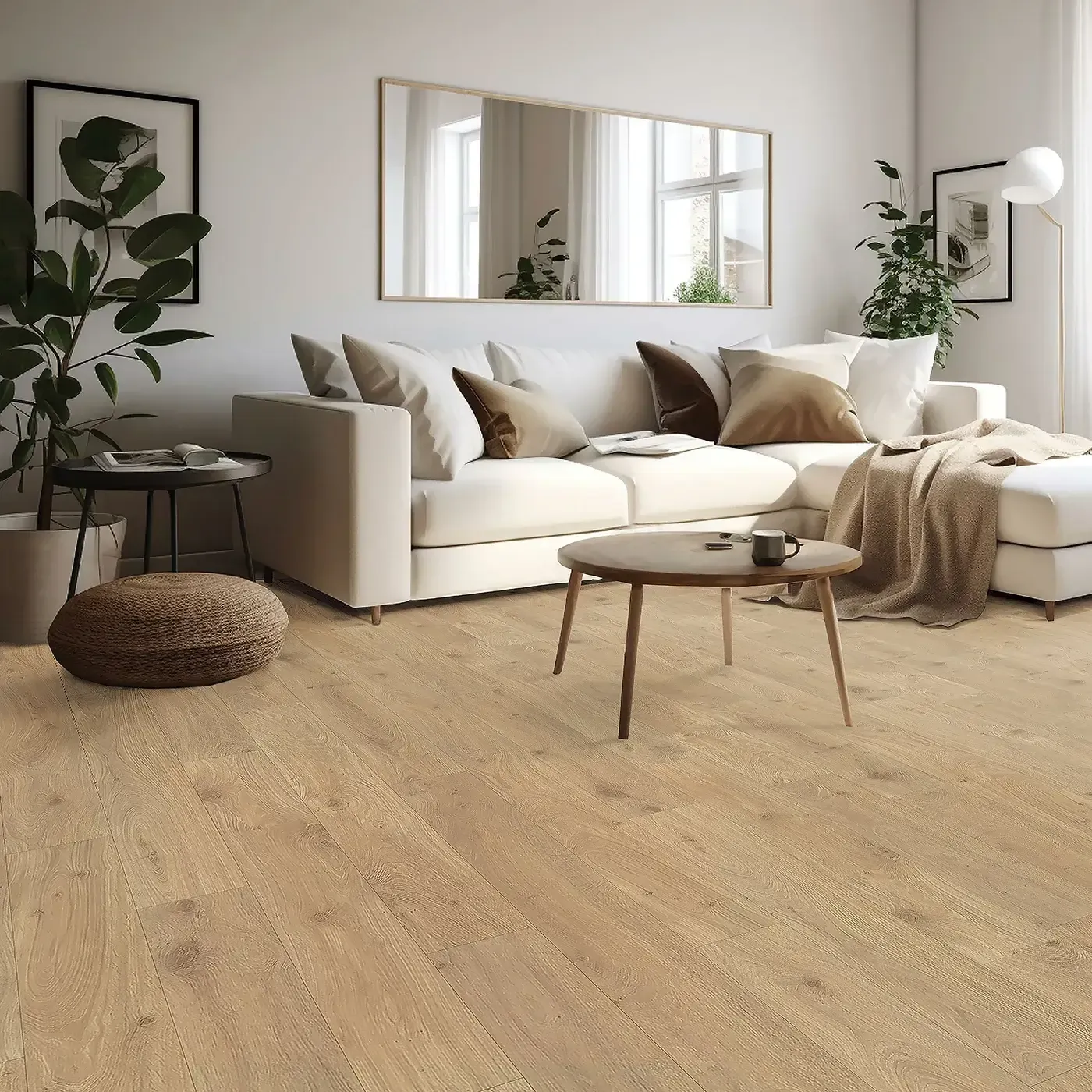 33629_132_room Mohawk Laminate in a warm light brown wood tone in a living room | Carpets of Dalton