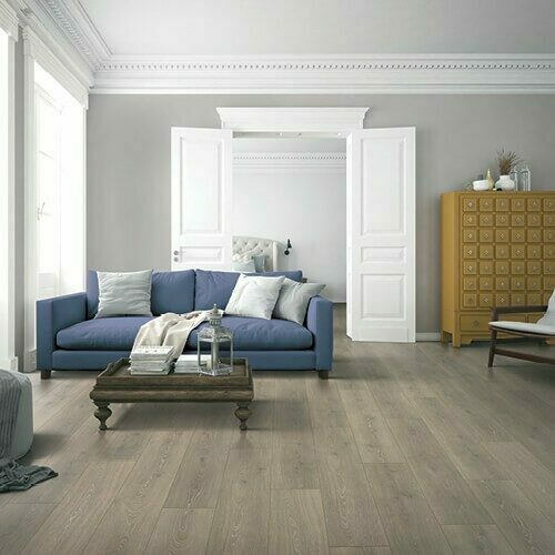 Grey laminate floors in living room